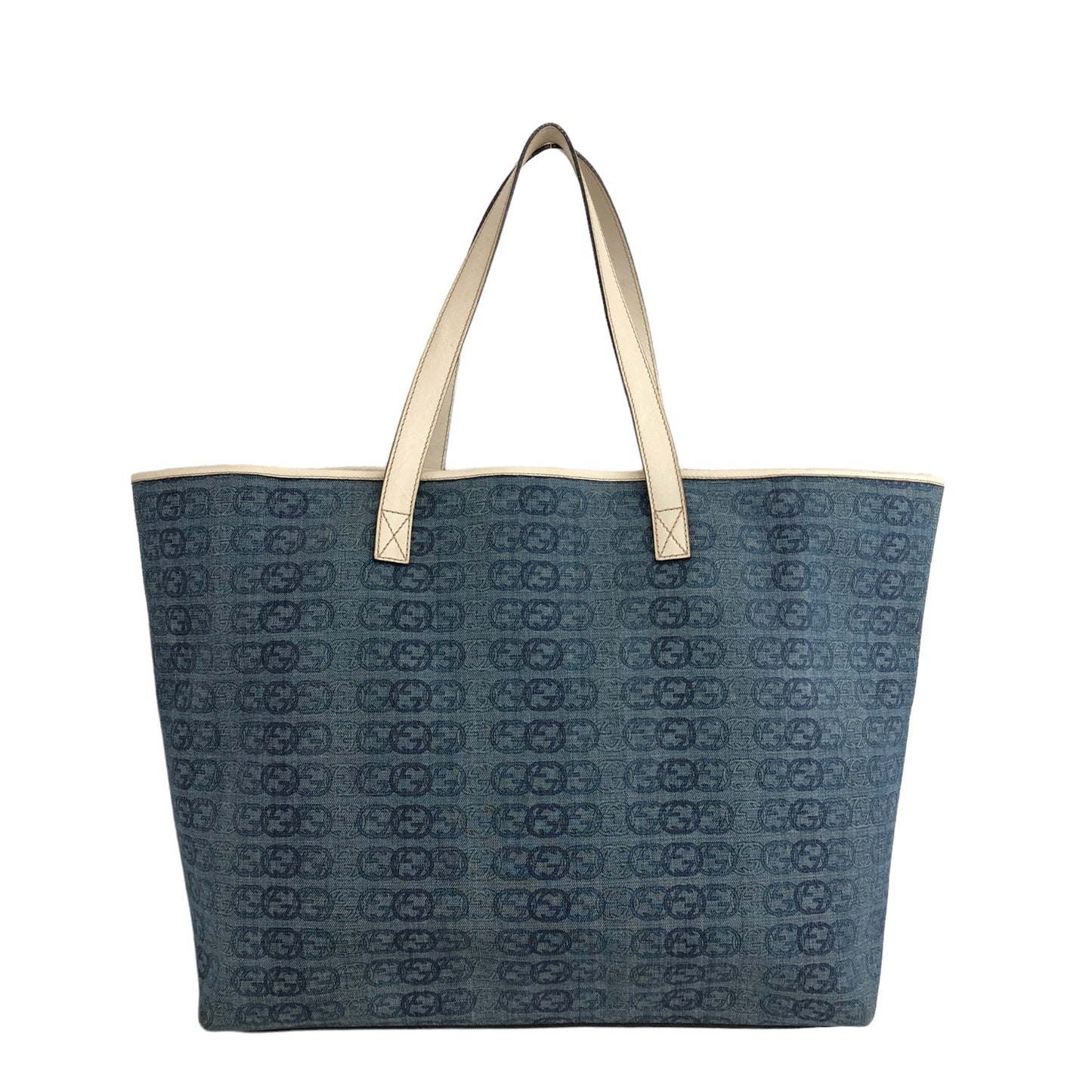 GUCCI Interlocking Pattern Canvas Totebag Indigo Vintage v68pwu