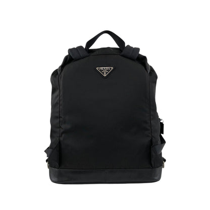 PRADA Tessuto Triangle Logo Front Buckle Backpack Black Vintage pyct8y
