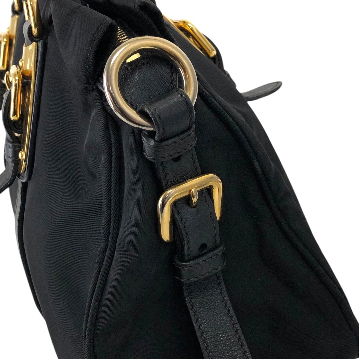 PRADA Logo Two-way Handbag Shoulder bag Black Vintage 7axa82