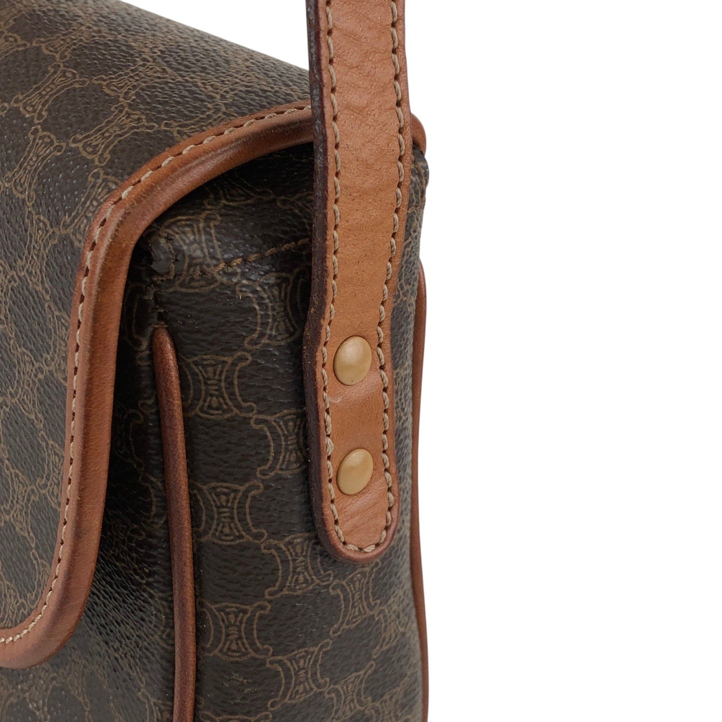 CELINE Macadam Horse Bit Shoulder bag Brown Vintage ffjd2x