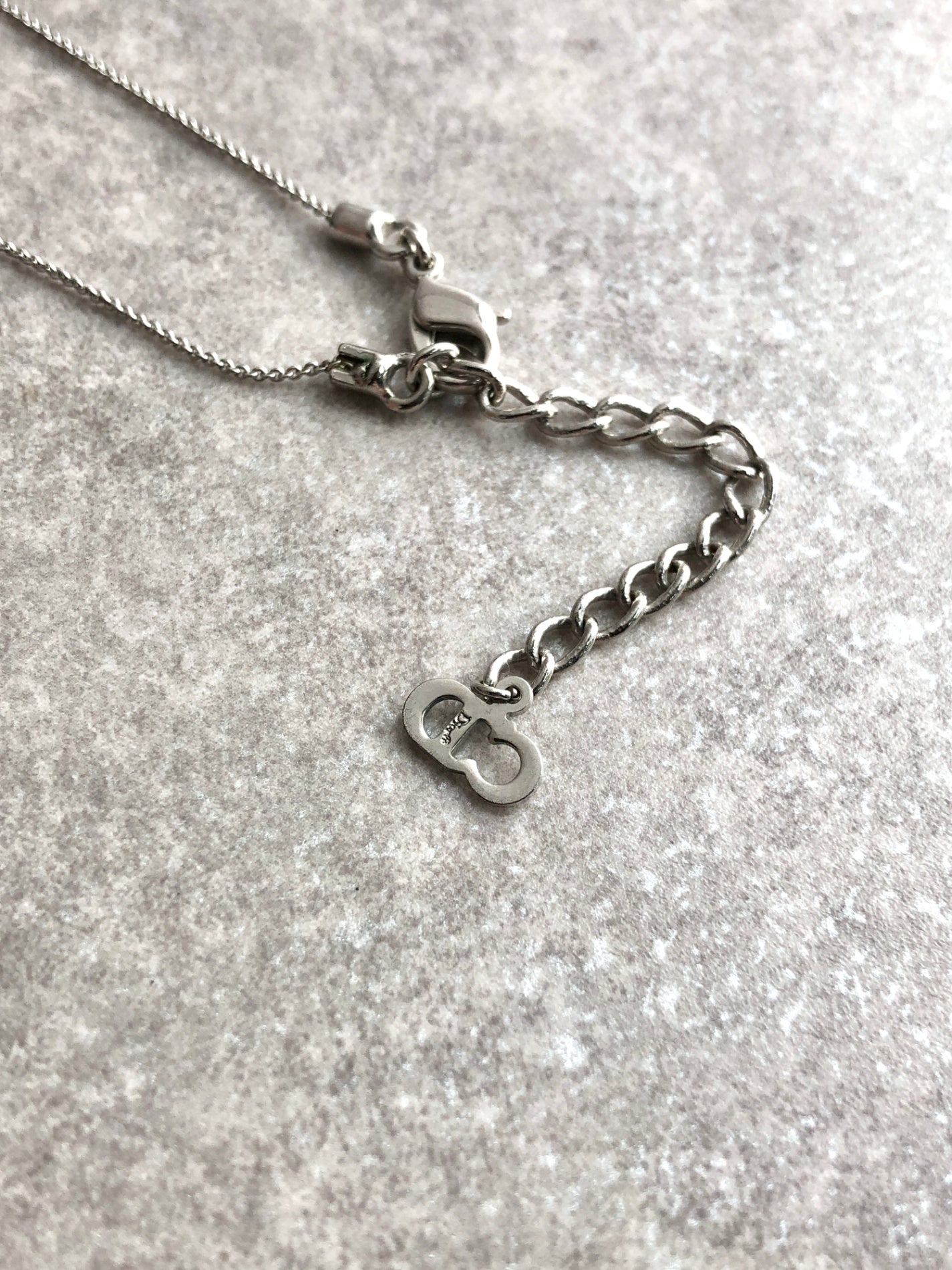 Christian Dior Logo Motif Necklace Silver Vintage 7y523w