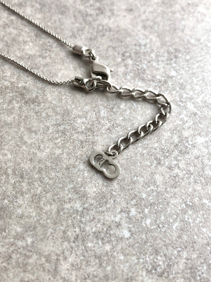 Christian Dior Logo Motif Necklace Silver Vintage 7y523w