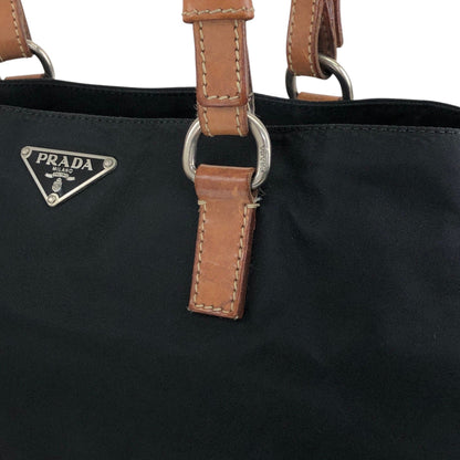 PRADA Triangle Logo Handbag Black Vintage 3gbhv8