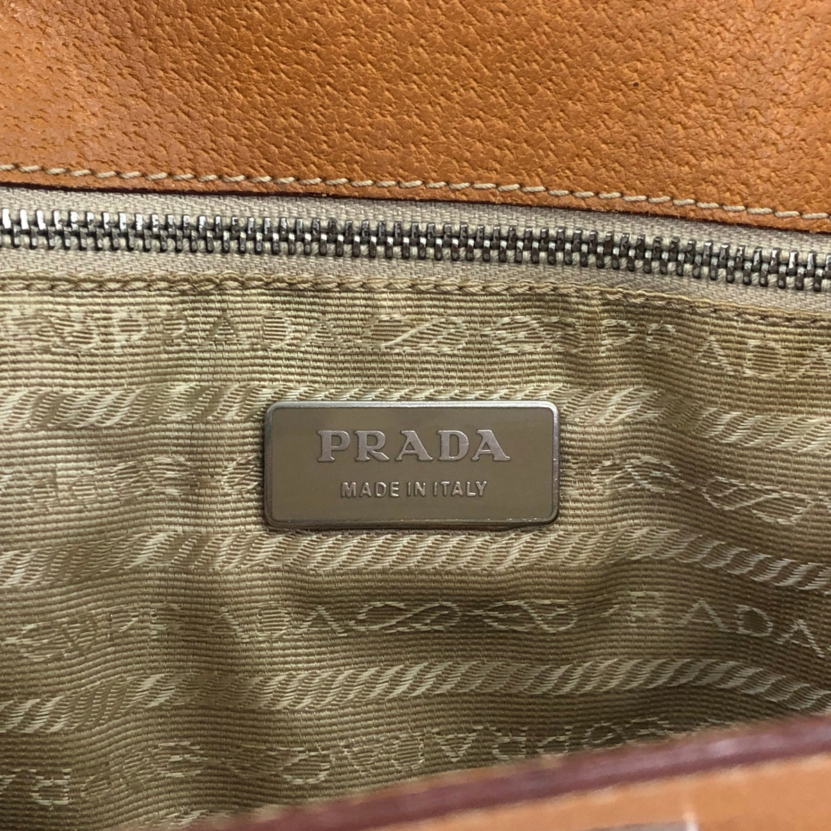 PRADA Triangle Logo Totebag Brown Vintage isz7da