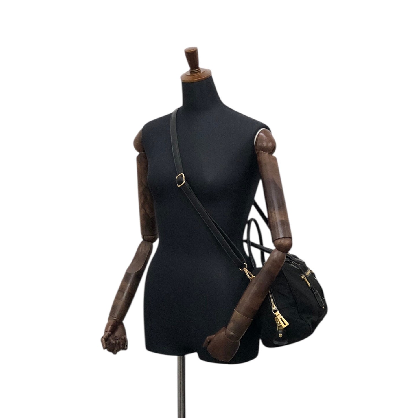 PRADA Tessuto Triangle Logo Padlock Two-way Small Boston bag Shoulder bag Black Vintage ha37gm