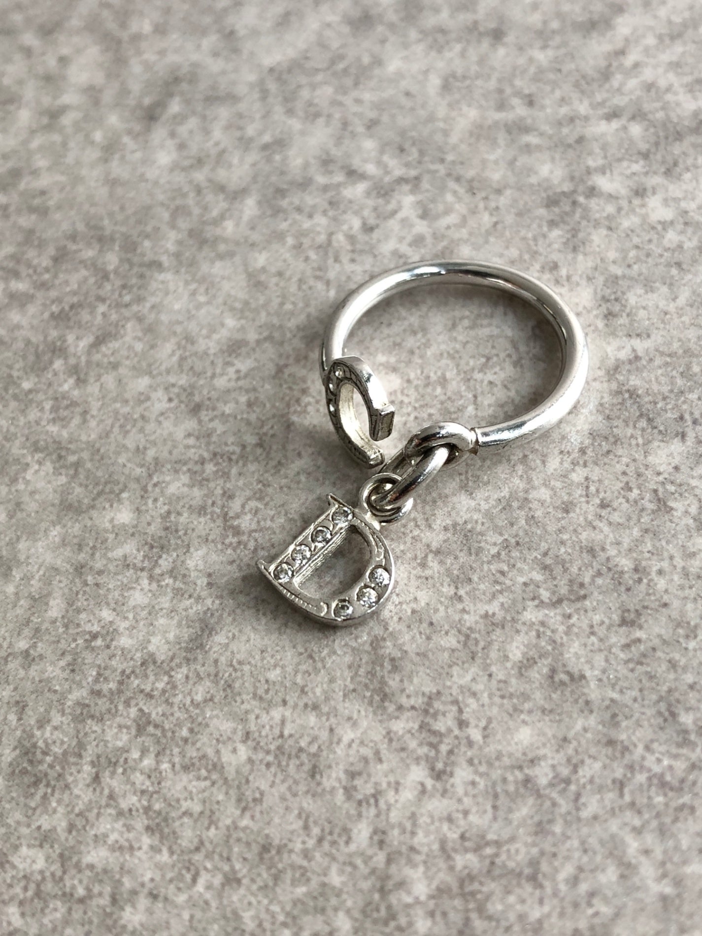 Christian Dior CD Logo Charm SILVER925 Ring Silver Vintage 53dv3v