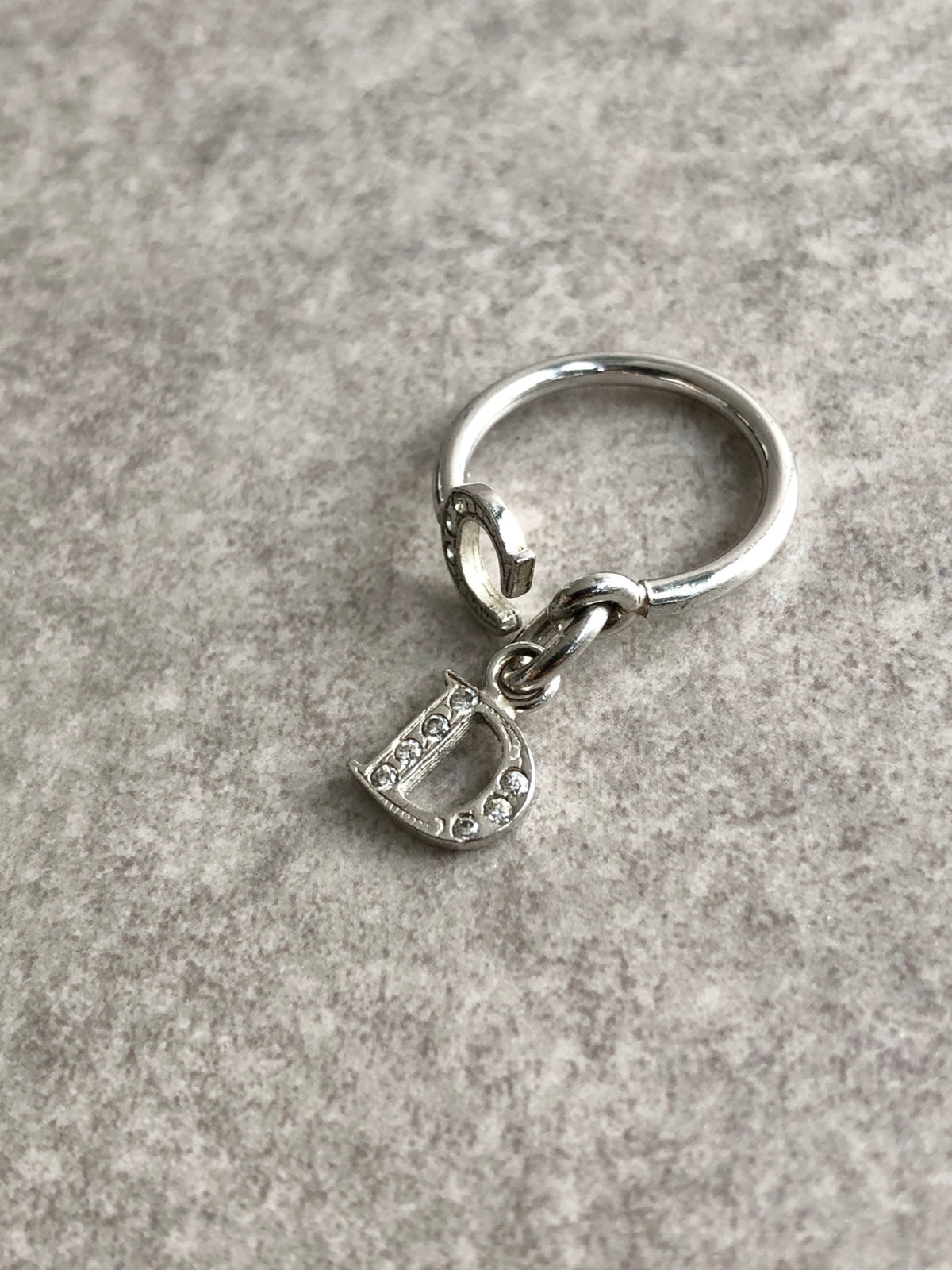 Christian Dior CD Logo Charm SILVER925 Ring Silver Vintage 53dv3v