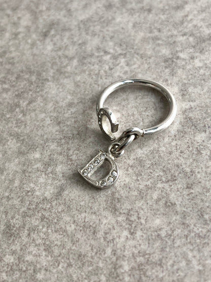 Christian Dior CD Logo Charm SILVER925 Ring Silver Vintage 53dv3v