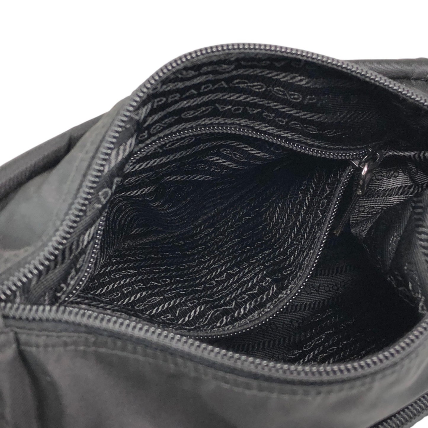 PRADA Tessuto Triangle Logo Front Buckle Shoulder bag Black Vintage 6dj6hu