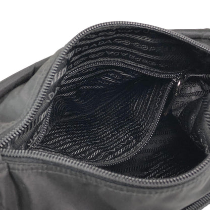 PRADA Tessuto Triangle Logo Front Buckle Shoulder bag Black Vintage 6dj6hu