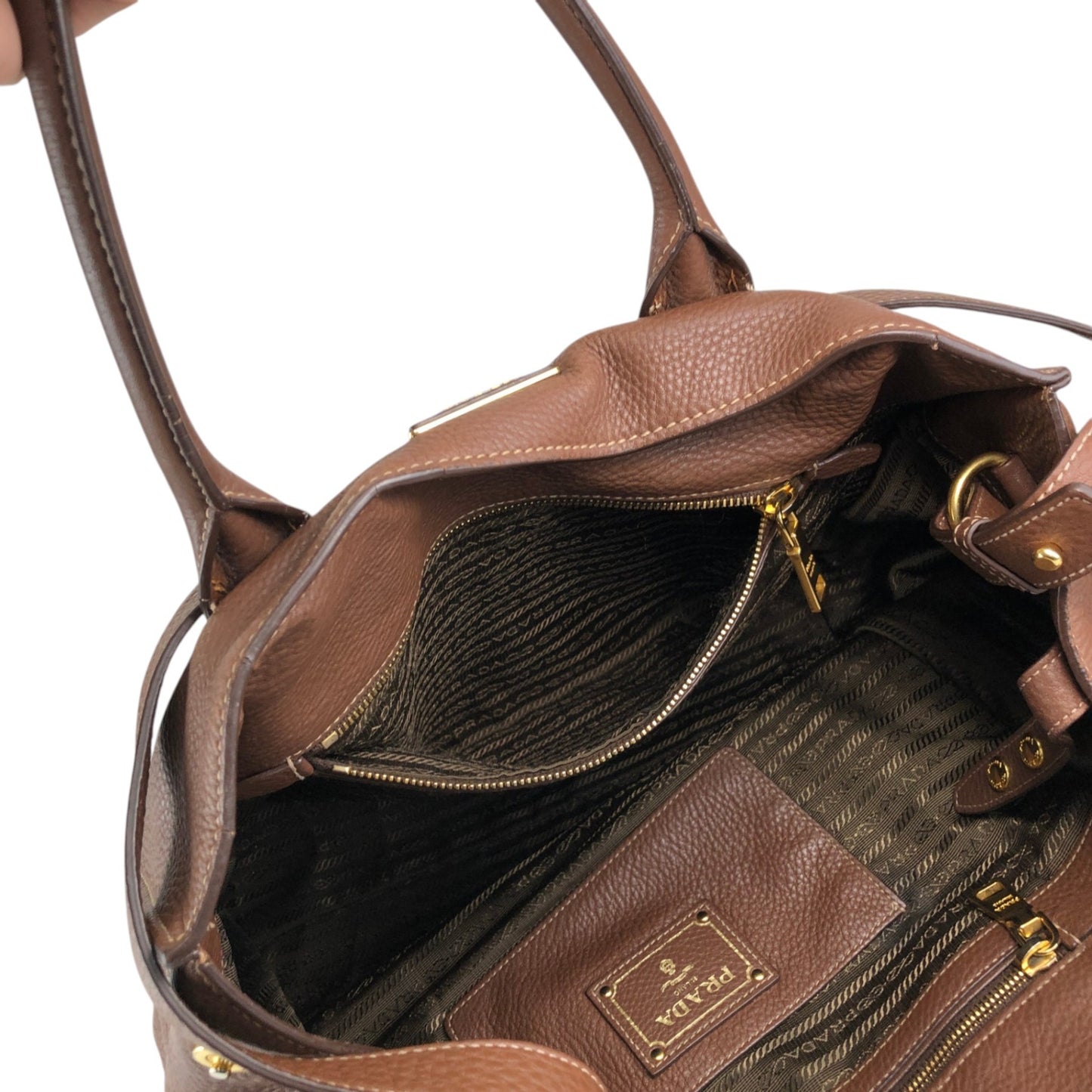 PRADA Triangle Logo Two-way Handbag Shoulder bag Brown Vintage eh2tjx