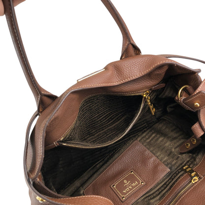 PRADA Triangle Logo Two-way Handbag Shoulder bag Brown Vintage eh2tjx