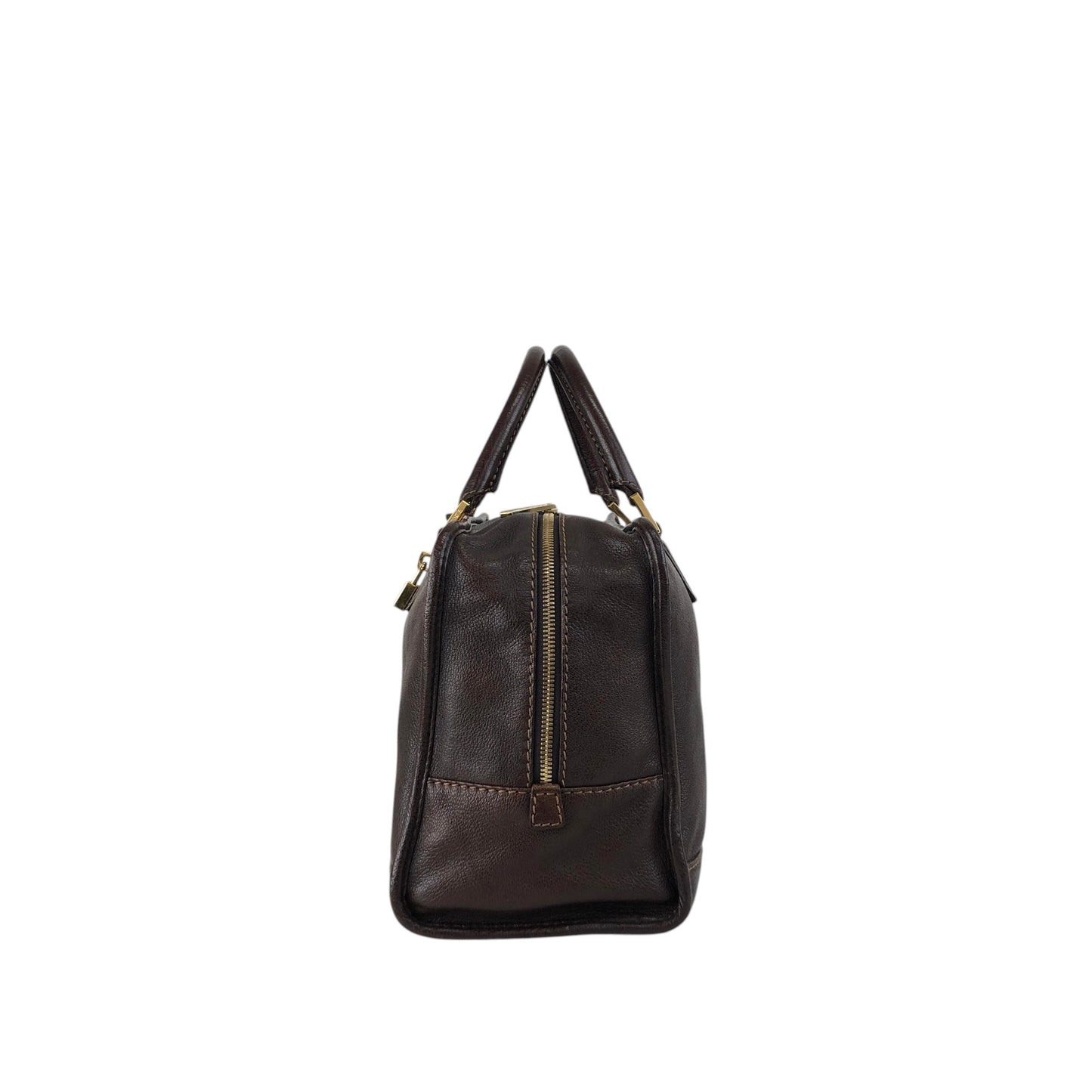 LOEWE Amazona Anagram Small Boston bag Handbag Brown Vintage kfcz5t