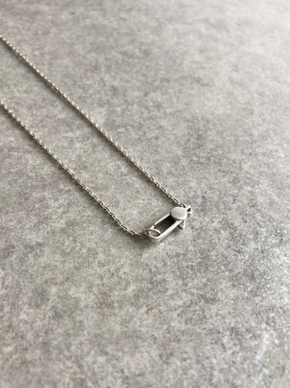 GUCCI Logo Necklace Silver Vintage kv3eda