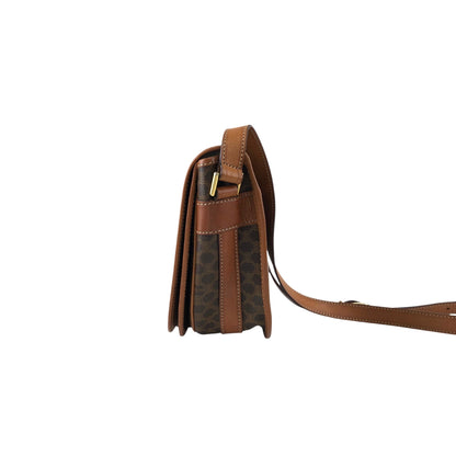 CELINE Macadam Blason Flap Shoulder bag Brown Vintage 2gysan