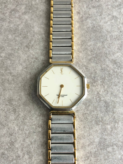 Yves Saint Laurent YSL Logo Quartz Watch Silver 2720-272269 Vintage ac8wwe