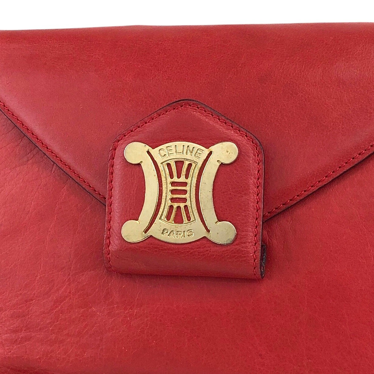 CELINE Blason Shoulder bag Red Vintage mv242g