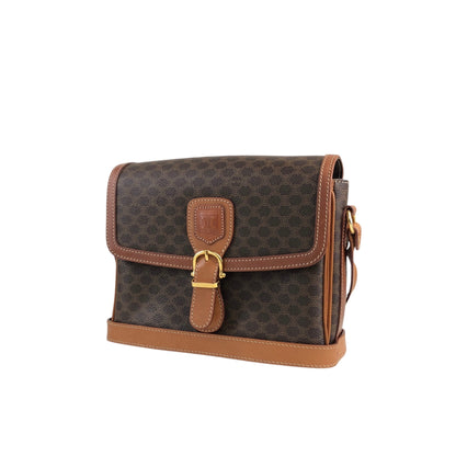 CELINE Macadam Blason Front Buckle Shoulder bag Brown Vintage yanyh7