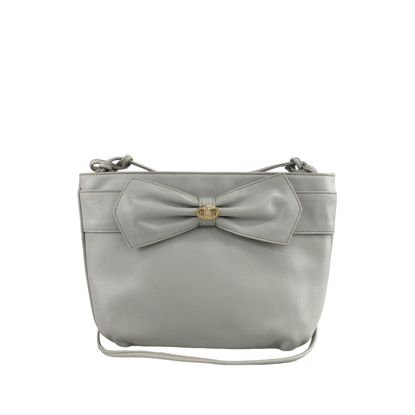 CELINE Blason Ribbon Shoulder bag Gray Vintage dei55p