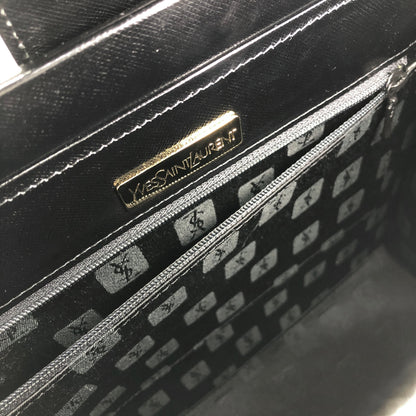 Yves Saint Laurent Logo Handbag Totebag Black Vintage vukaay