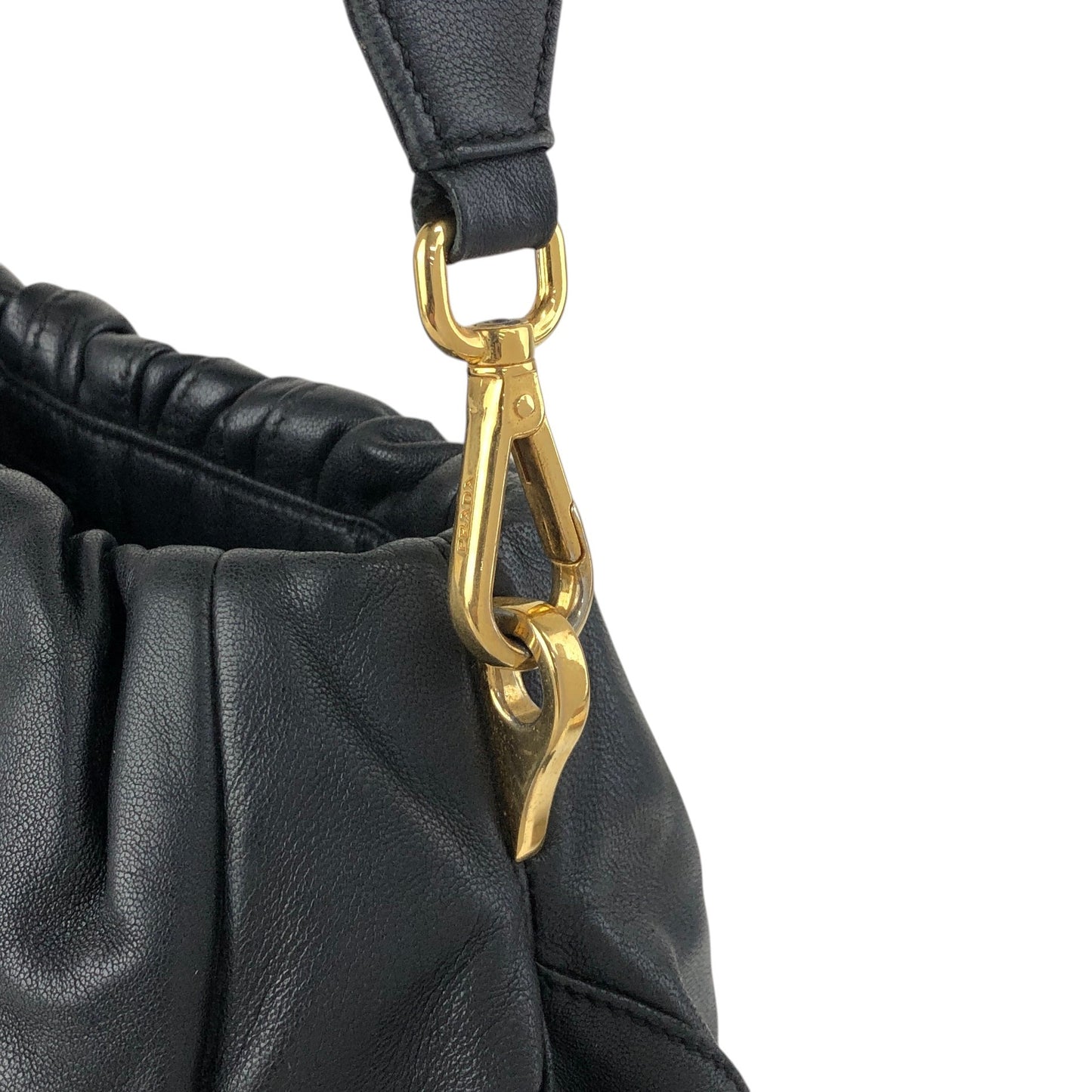 PRADA Logo Shoulder bag Black Vintage 6yixa5
