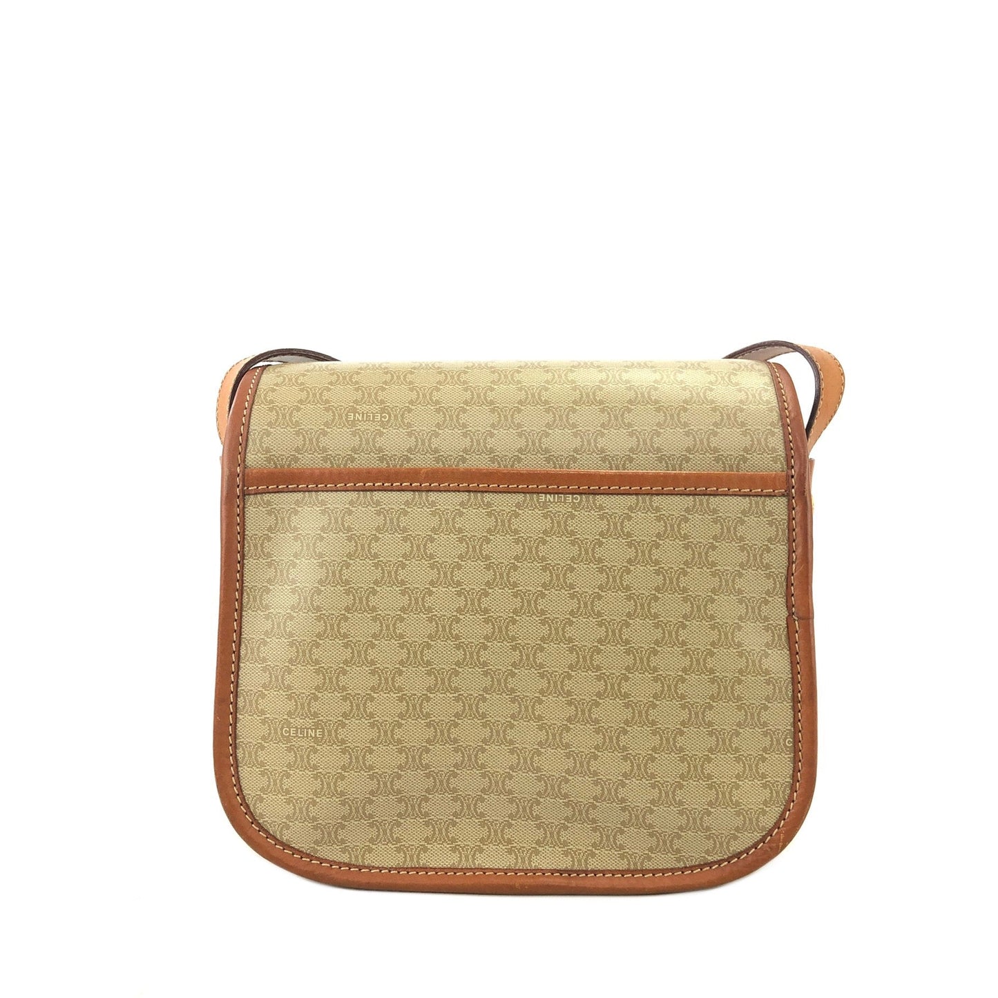 CELINE Macadam Blason Buckle Crossbody Shoulder bag Beige Vintage nwyn6n