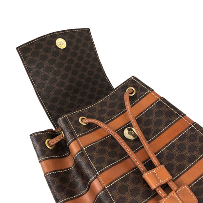 CELINE Macadam Logo Embossed Backpack Brown Vintage fbhpns