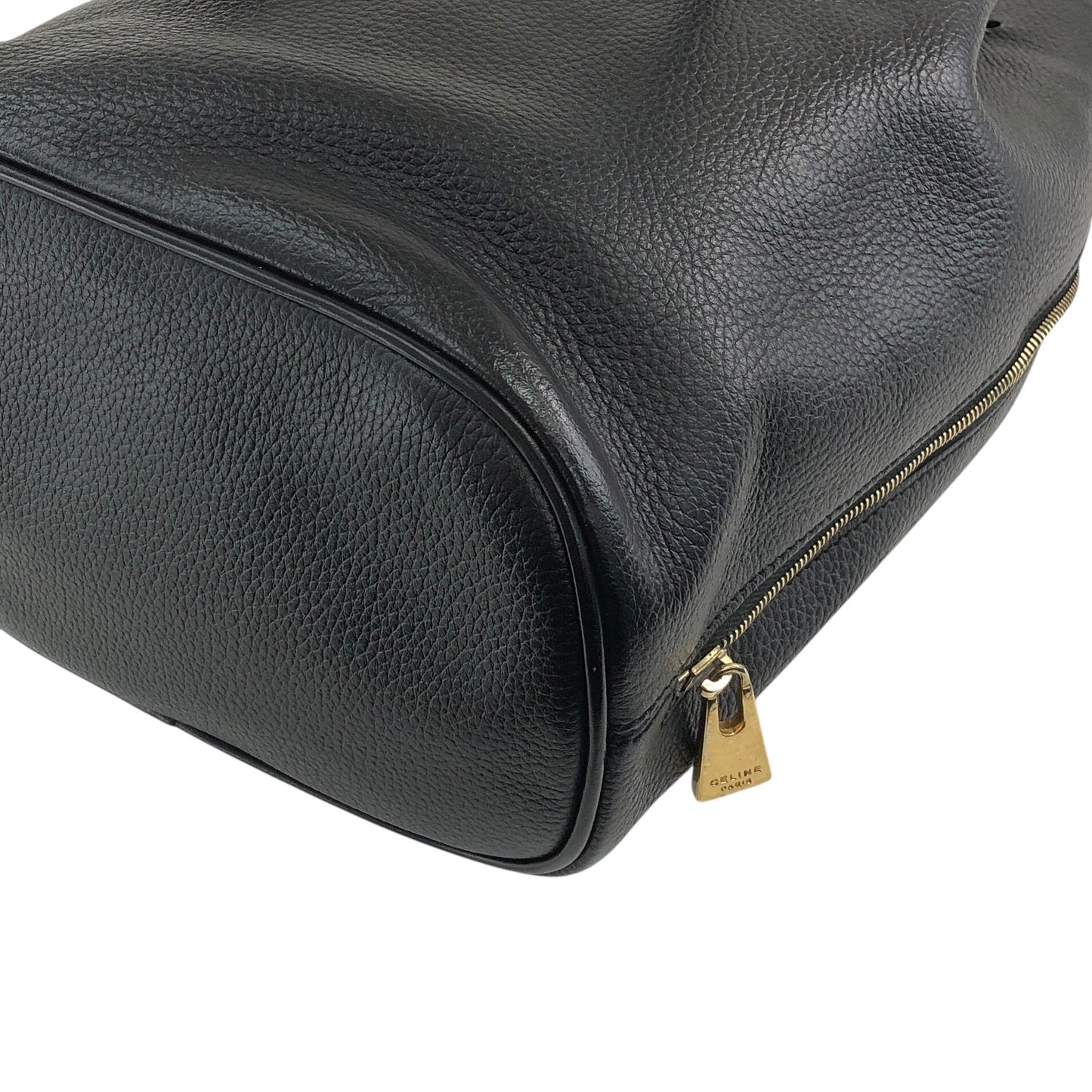 CELINE Toggle Clasp Drawstring Shoulder bag Black Vintage mgyxeh