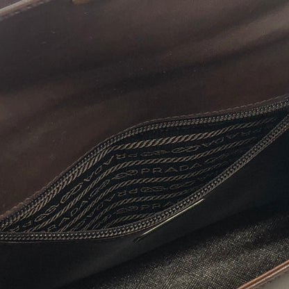 PRADA Metal Closure Leather Two-way Handbag Crossbody Shoulder bag Brown Vintage jejvki