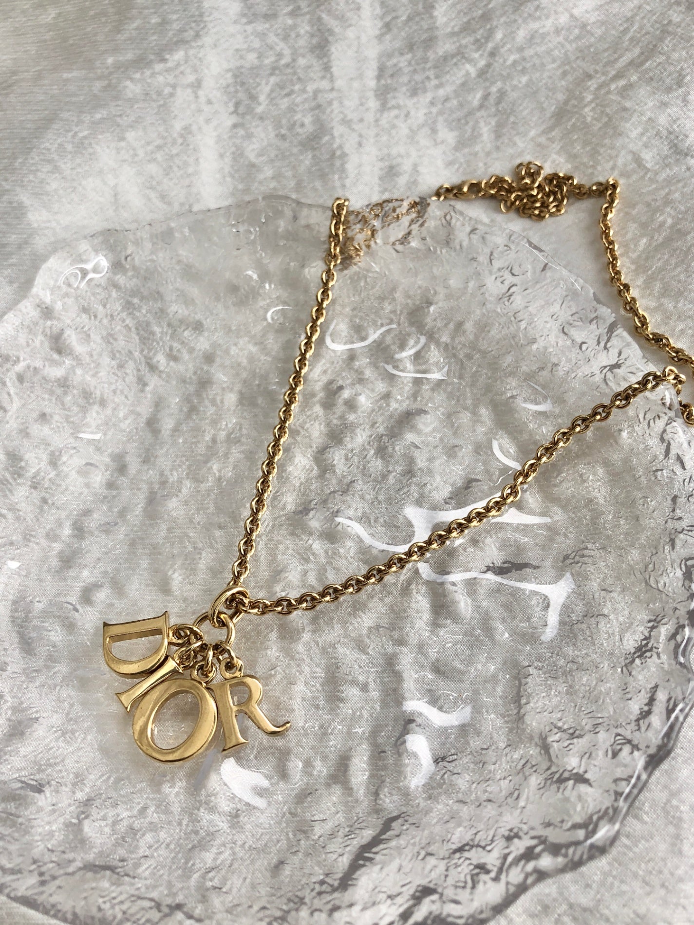 Christian Dior Logo Motif Necklace Gold Vintage z2uvgg