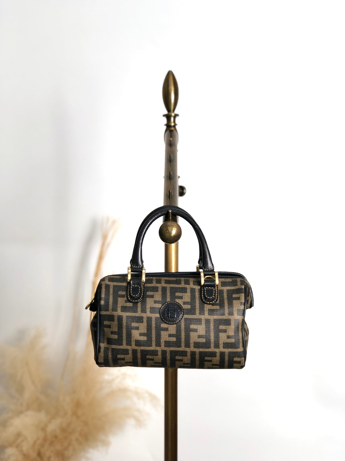 FENDI Zucca Two-way Small Boston bag Shoulder bag Black Vintage prhk66