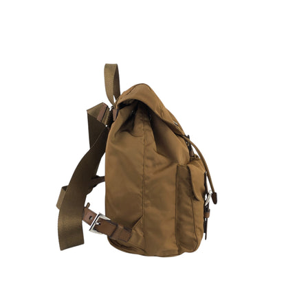 PRADA Tessuto Triangle Logo Double Pocket Backpack Beige Vintage rb8azz