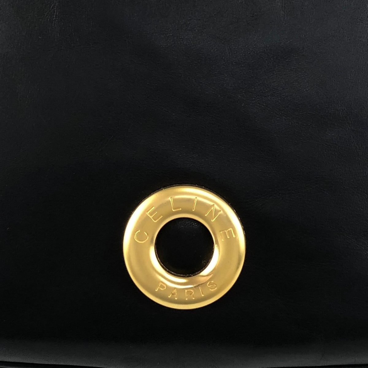 CELINE Circle Logo Shoulder bag Black Vintage mkxe53