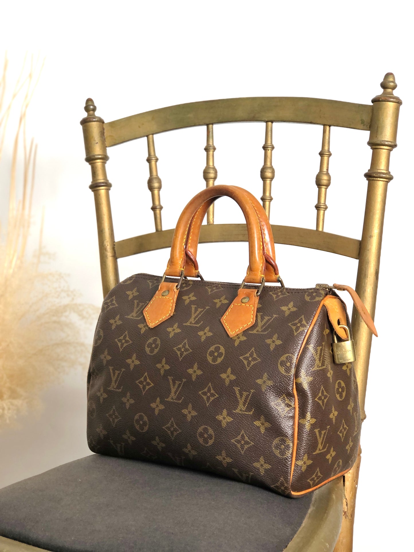 LOUIS VUITTON Monogram Small Boston bag Handbag Brown M41528 Vintage ddzcpj