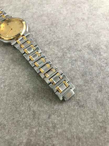 GUCCI Logo Quartz Watch Silver×Gold 9000G Vintage gmtubj