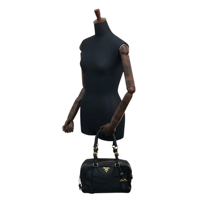 PRADA Logo Handbag Black Vintage nn2dx6