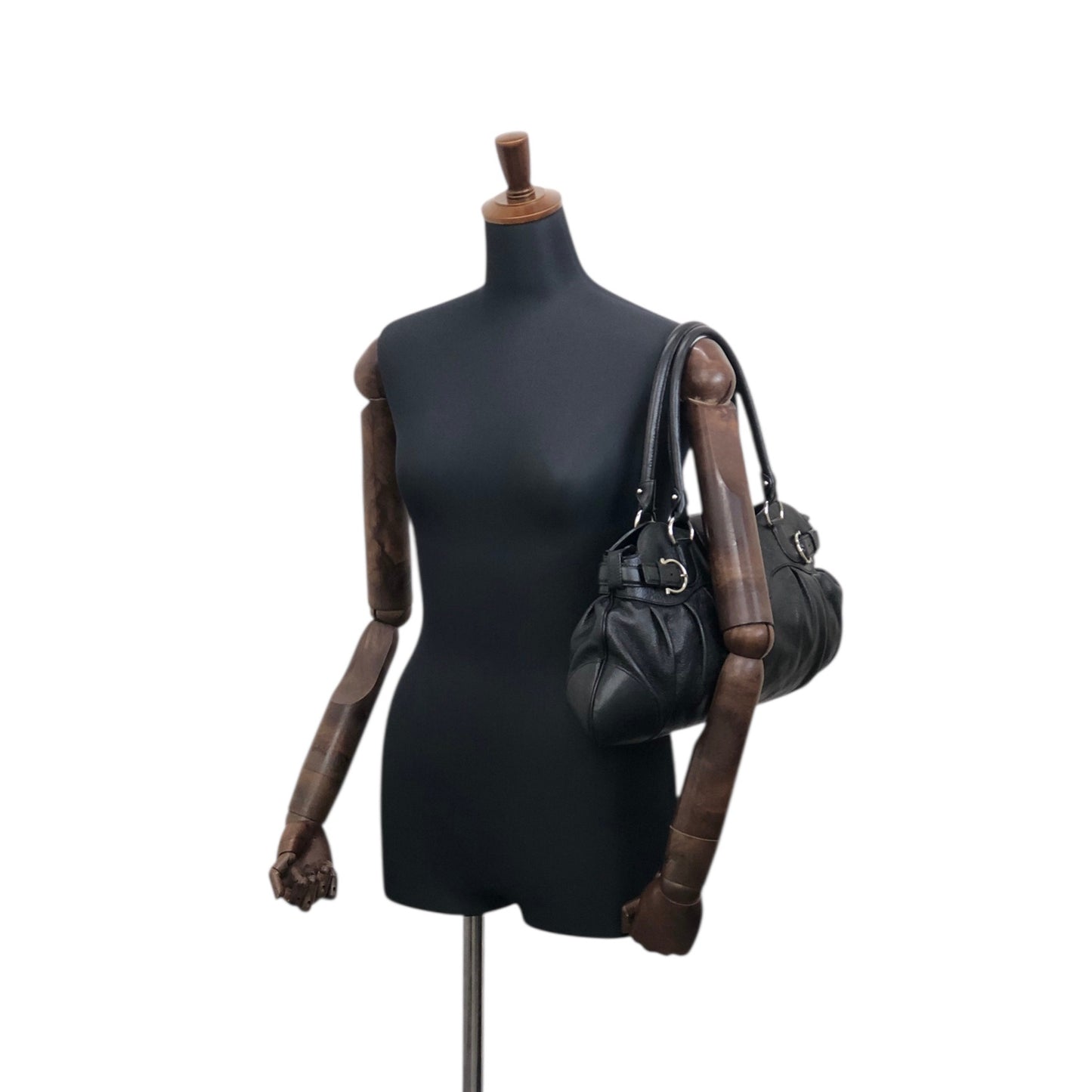 Salvatore Ferragamo Gancini Handbag Black Vintage igucky