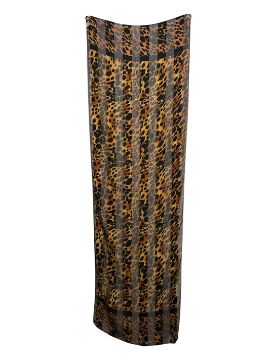 Yves Saint Laurent YSL Logo Silk Scarf Black×Brown Vintage 2ttmtp