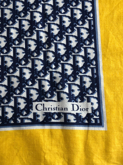 Christian Dior Silk Scarf Navy×Yellow Vintage 5w2wh8