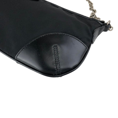 PRADA Triangle Logo Chain Shoulder bag Black Vintage 3m6ggr