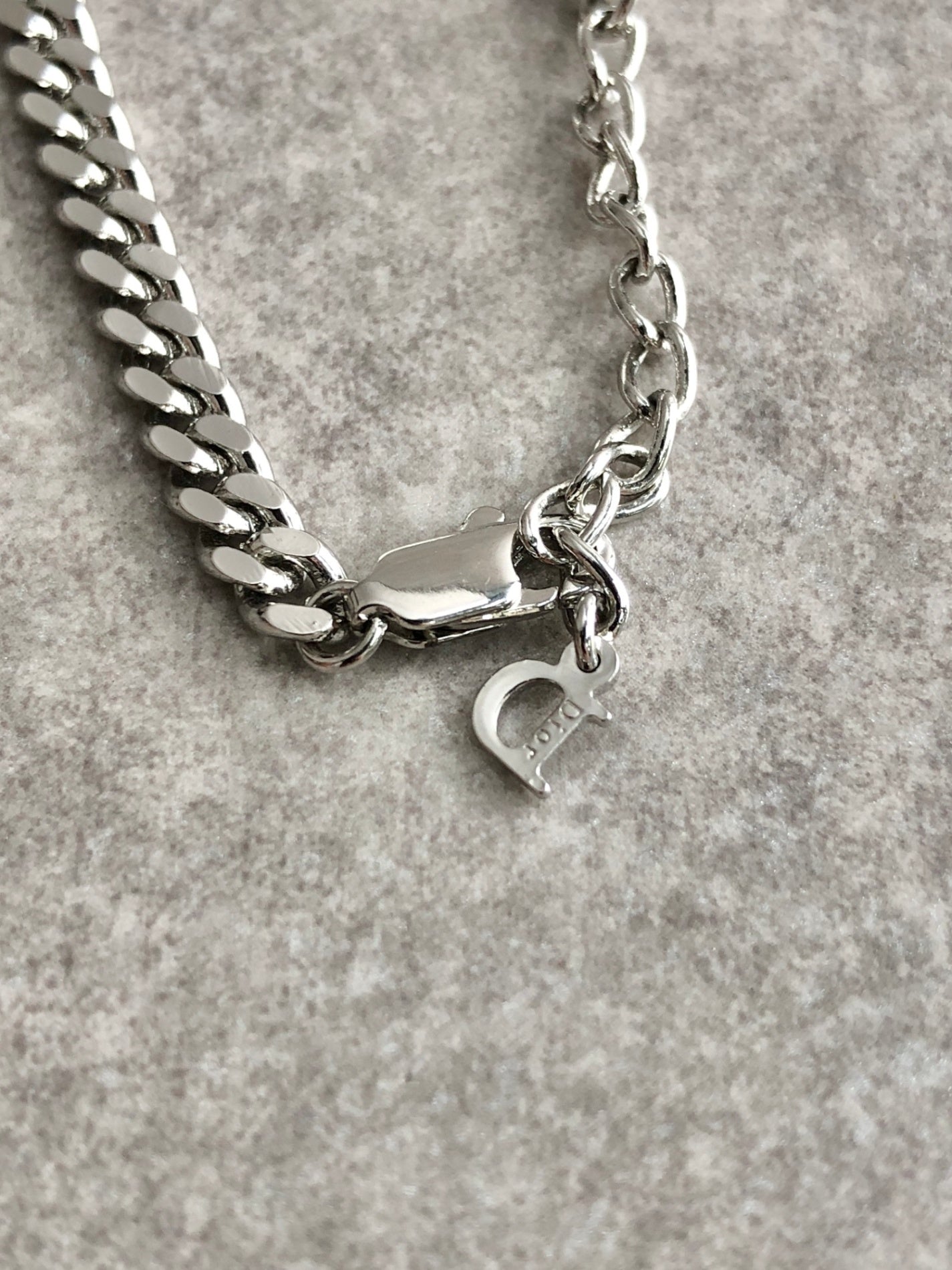 Christian Dior Logo Ribbon Motif Bracelet Silver Vintage phcs32