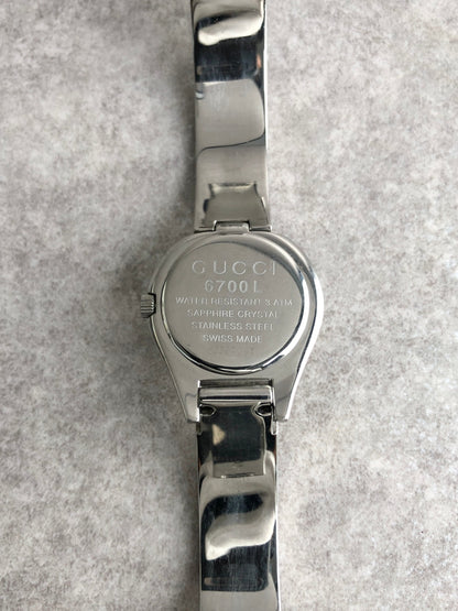 GUCCI Logo Quartz Watch Silver 6700L Vintage 7uaka3