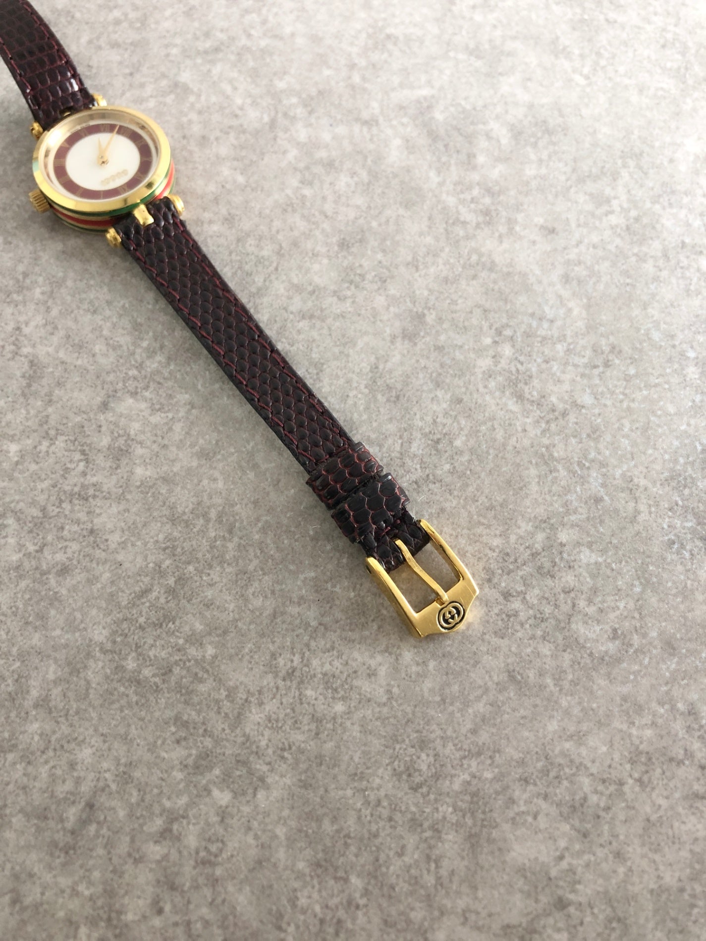 GUCCI Sherry Line Quartz Watch Gold×Red Vintage sujccz