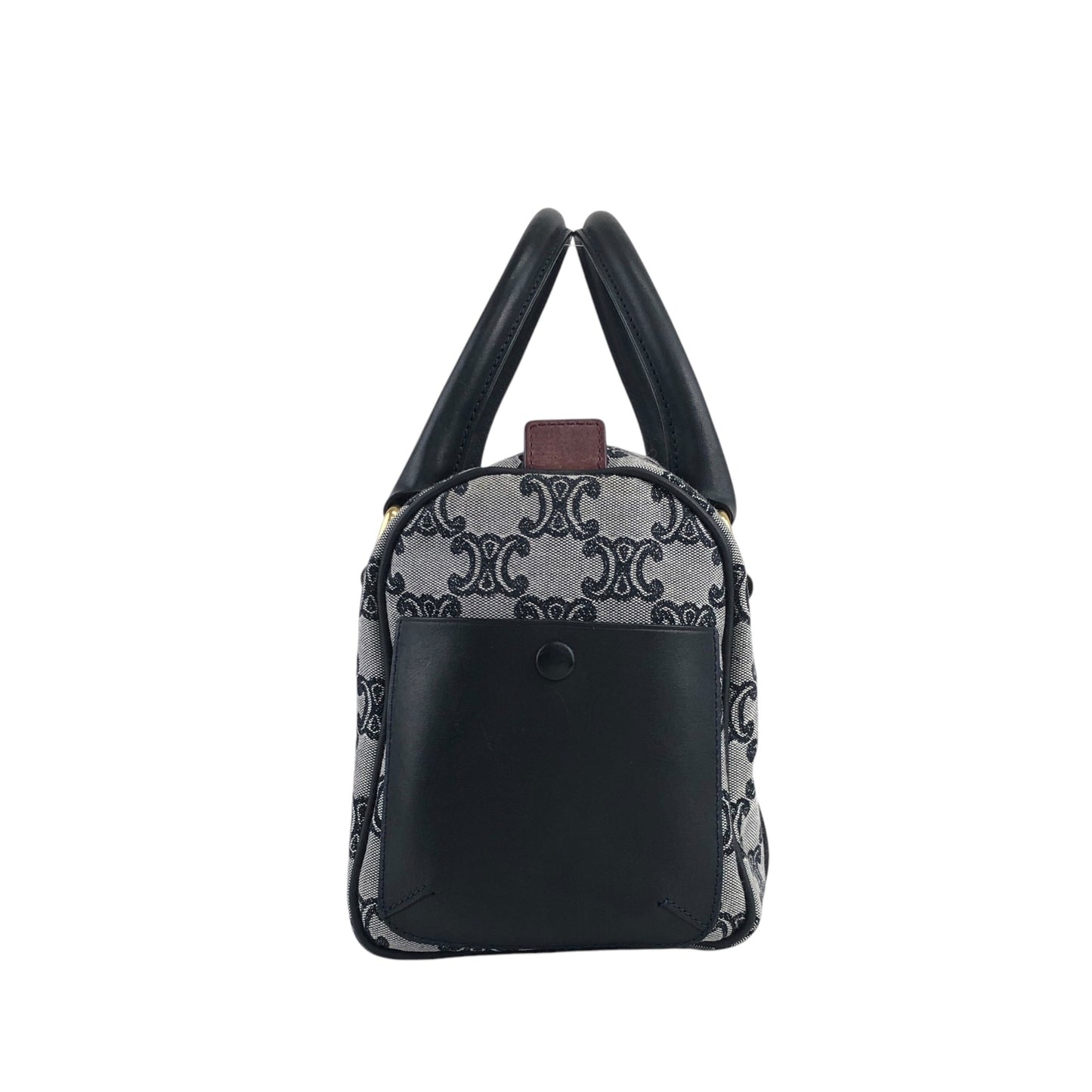 CELINE Macadam Triomphe Handbag Boston bag Gray Vintage skkab5