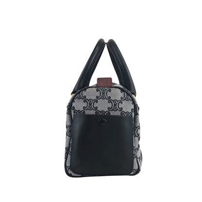 CELINE Macadam Triomphe Handbag Boston bag Gray Vintage skkab5