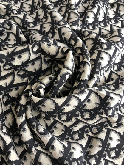 Christian Dior Trotter Silk Scarf Black Vintage xagbg3