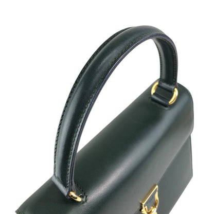 CELINE Front Buckle Handbag Dark Green Vintage c2gxe7