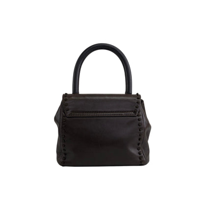 PRADA Logo Embossed Small Handbag Brown Vintage 5zhkhc