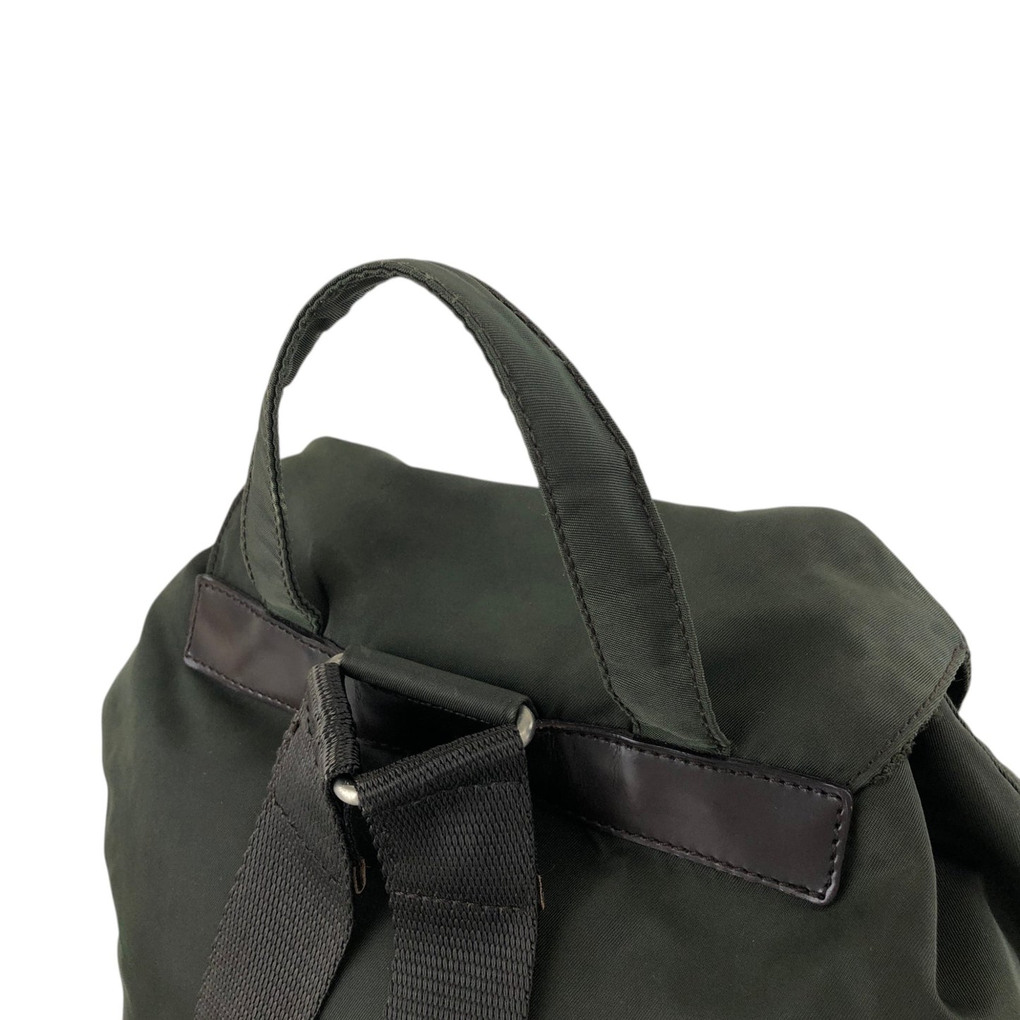 PRADA Tessuto Triangle Logo Double Pocket  Backpack Khaki B2811F Vintage zyewrg