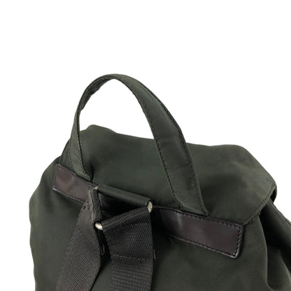 PRADA Tessuto Triangle Logo Double Pocket  Backpack Khaki B2811F Vintage zyewrg